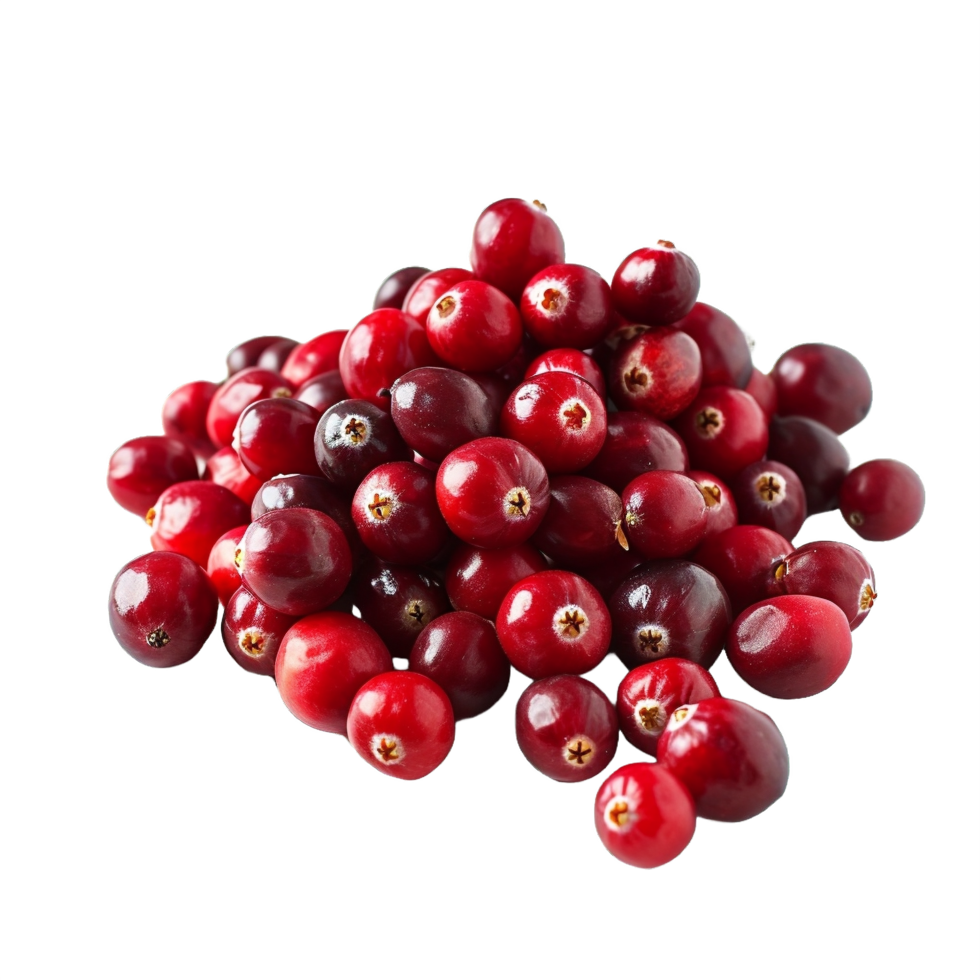 AI generated Heap of Fresh Cranberries Isolated on transparent  Background png