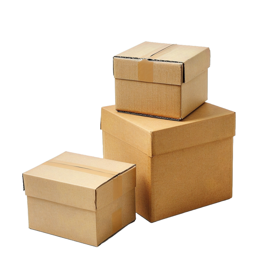 AI generated Three Stacked Cardboard Boxes Isolated on transparent Background png