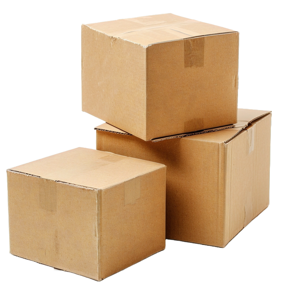 AI generated Three Stacked Cardboard Boxes Isolated on transparent Background png