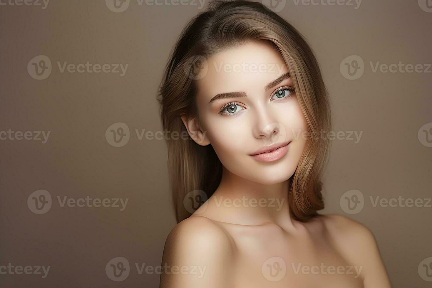 AI generated closeup shot of a beautiful young woman smiling on isolated background generative AI photo