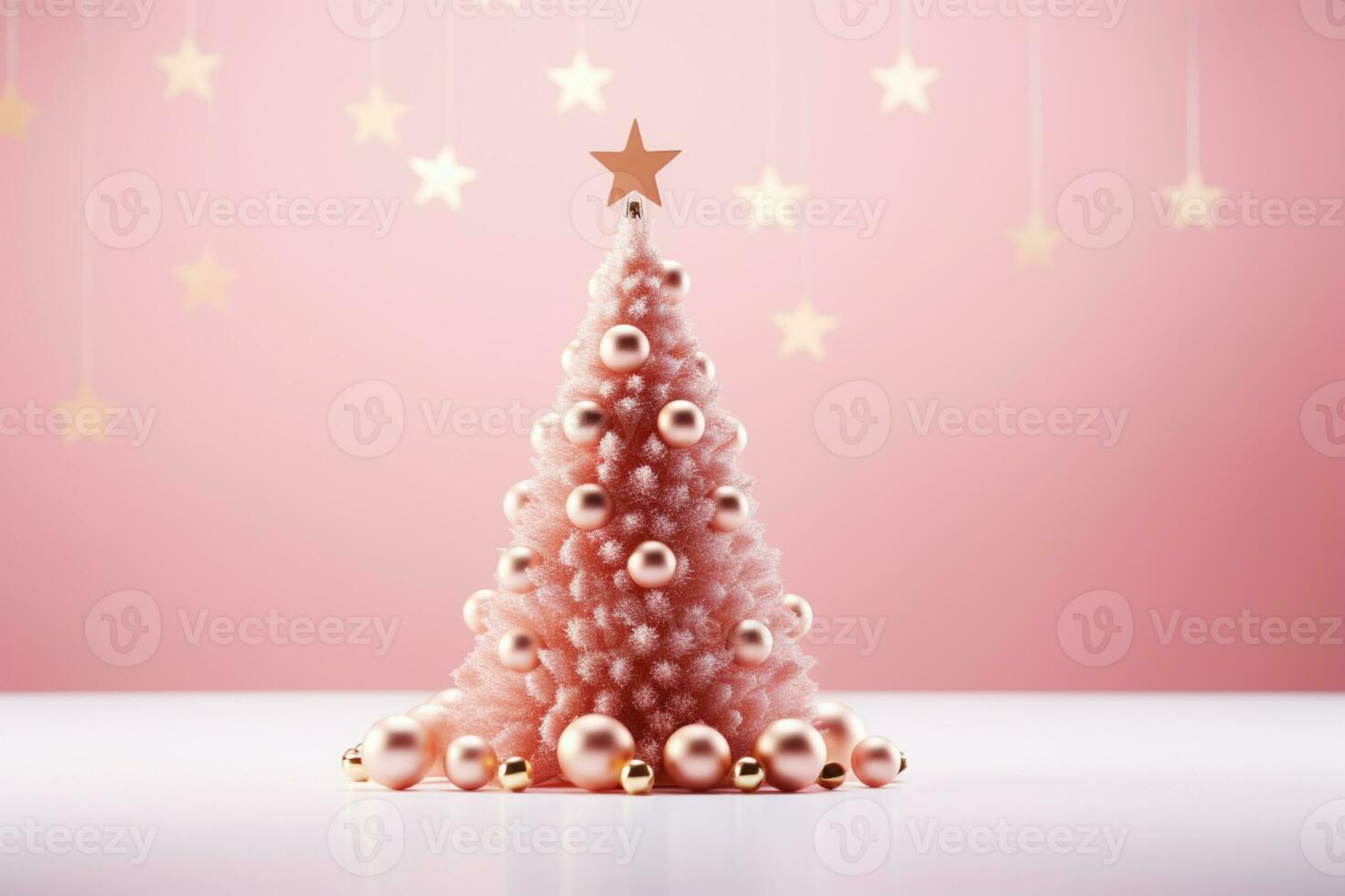 AI generated merry Christmas 3d rendered pink Podium display for event photo