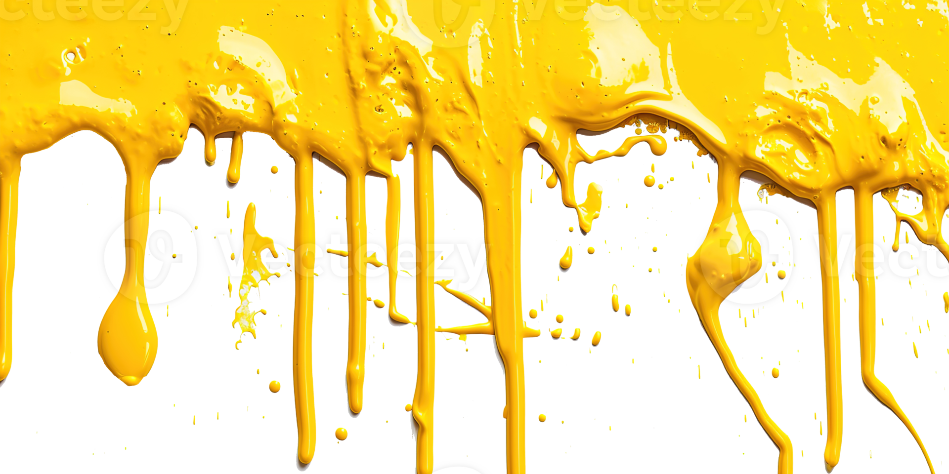 AI generated Yellow Paint Drips on Transparent Background, Fluid Art Design, Dynamic Flow of Vibrant Color, Perfect for Abstract and Artistic Backgrounds png