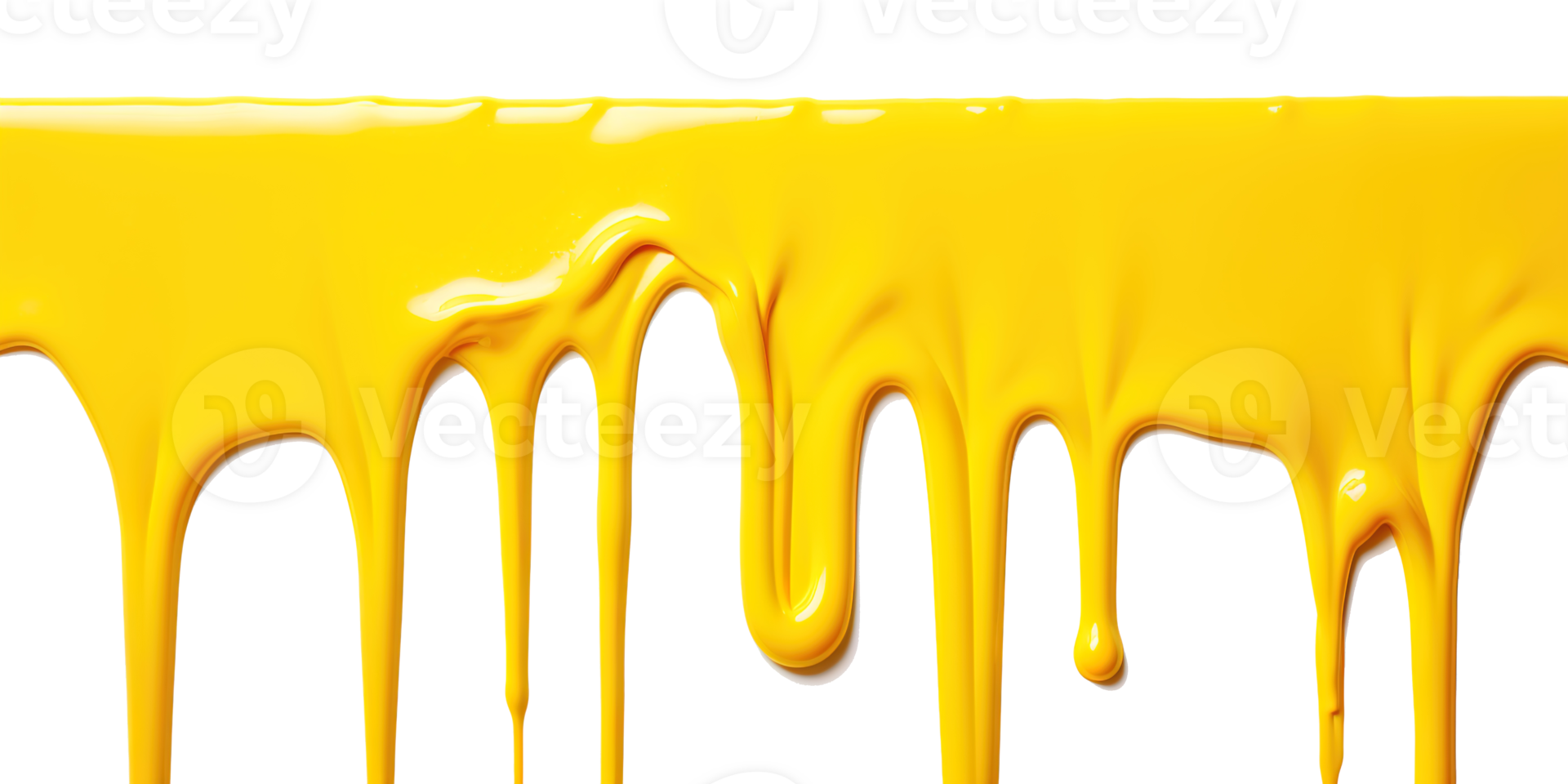 AI generated Yellow Paint Drips on Transparent Background, Fluid Art Design, Dynamic Flow of Vibrant Color, Perfect for Abstract and Artistic Backgrounds png