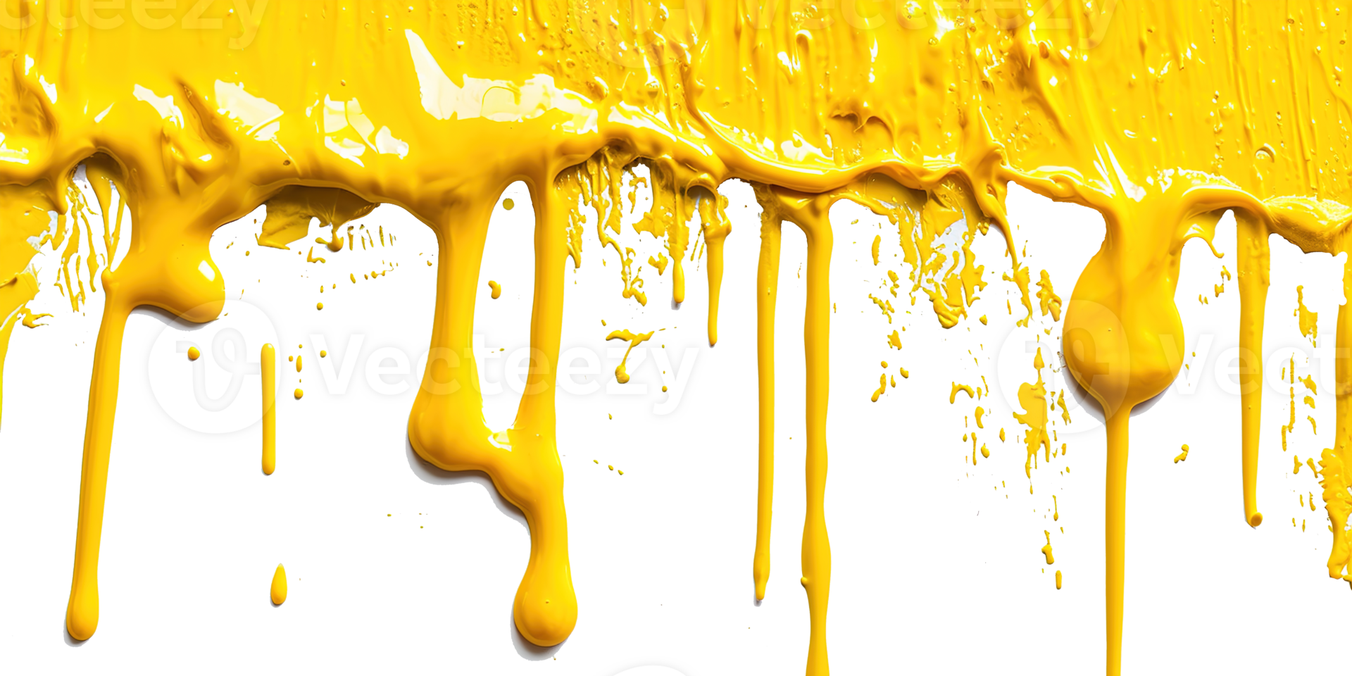 AI generated Yellow Paint Drips on Transparent Background, Fluid Art Design, Dynamic Flow of Vibrant Color, Perfect for Abstract and Artistic Backgrounds png