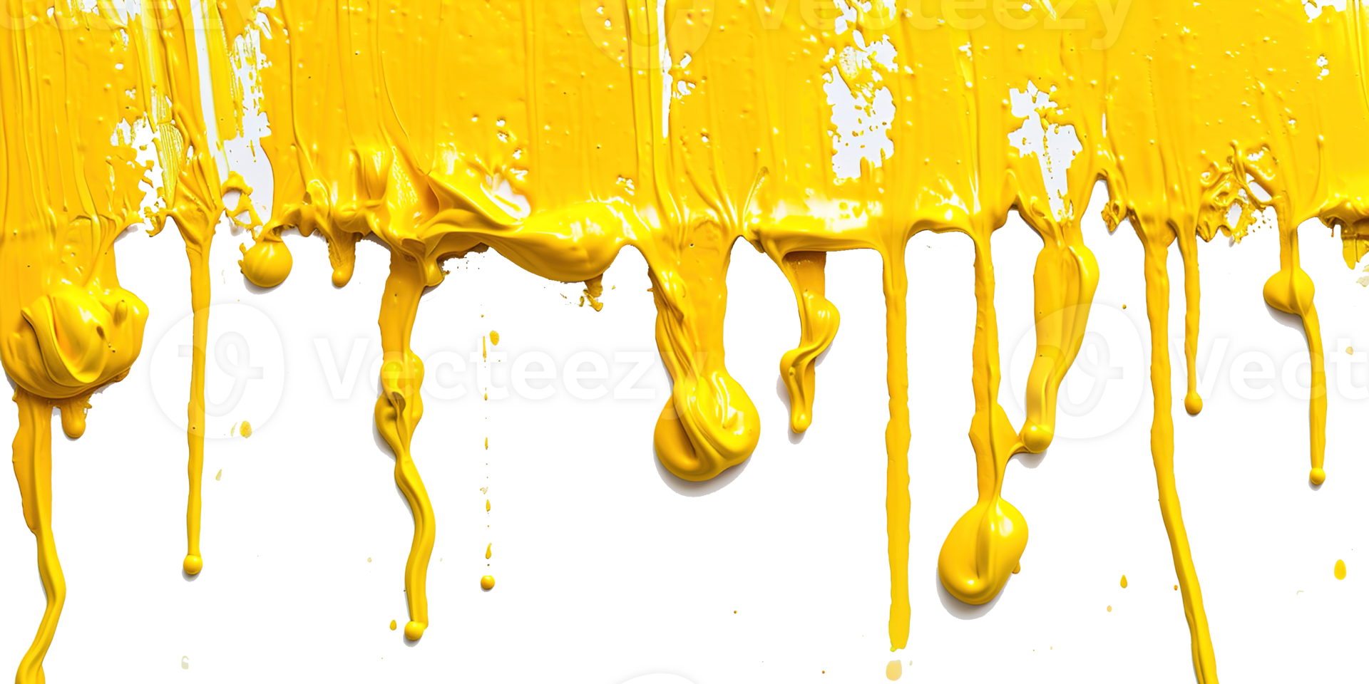 AI generated Yellow Paint Drips on Transparent Background, Fluid Art Design, Dynamic Flow of Vibrant Color, Perfect for Abstract and Artistic Backgrounds png