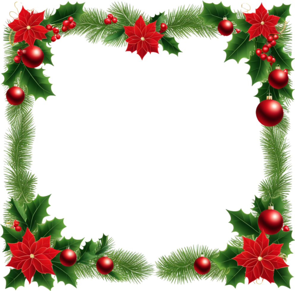 AI generated Christmas border frame wreath png
