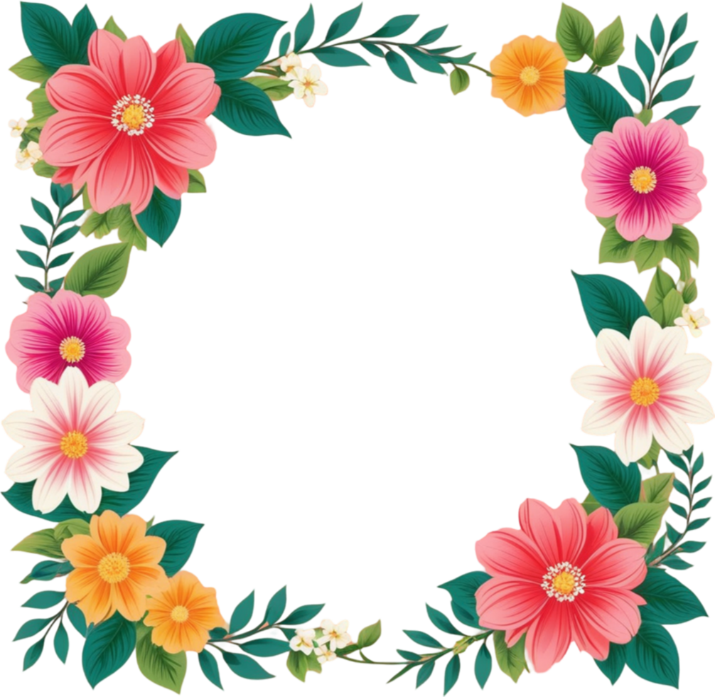 AI generated Flowers Floral Border Frame png