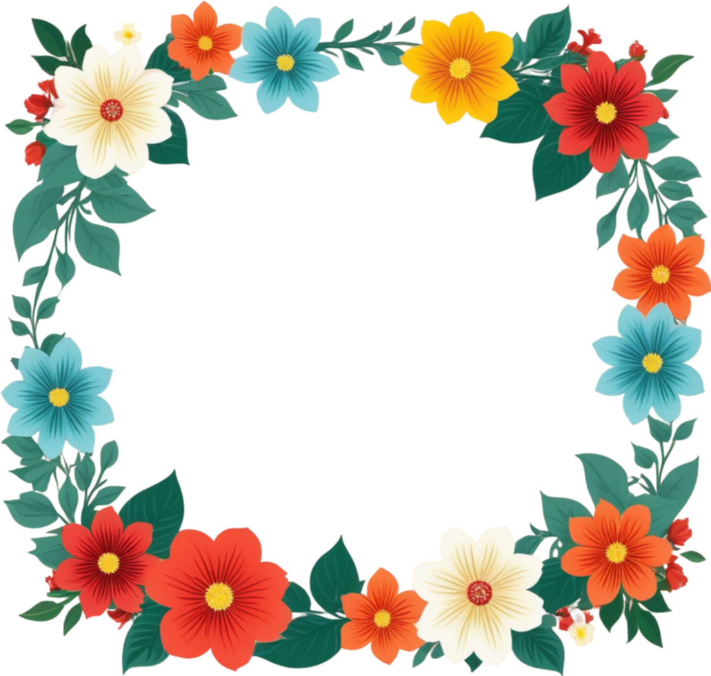 ai genererad blommor blommig gräns ram png