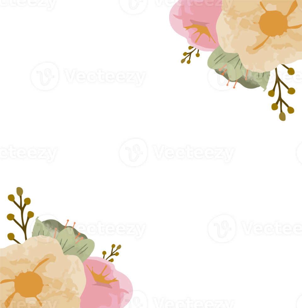 cute pastel floral border frame png