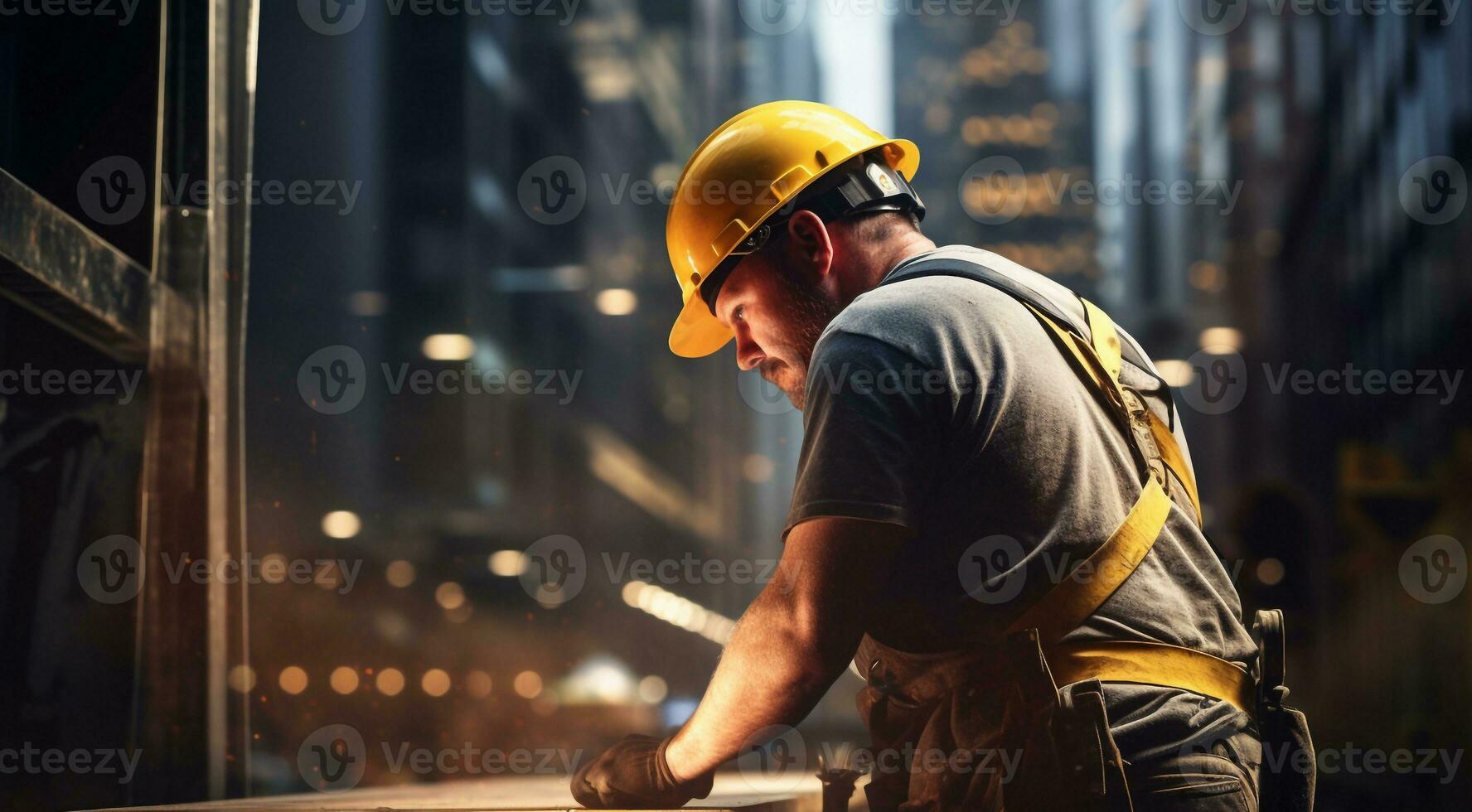 ai generado difícil trabajador con a el trabajar, difícil trabajador retrato, fábrica obrero, construcción sitio trabajador foto