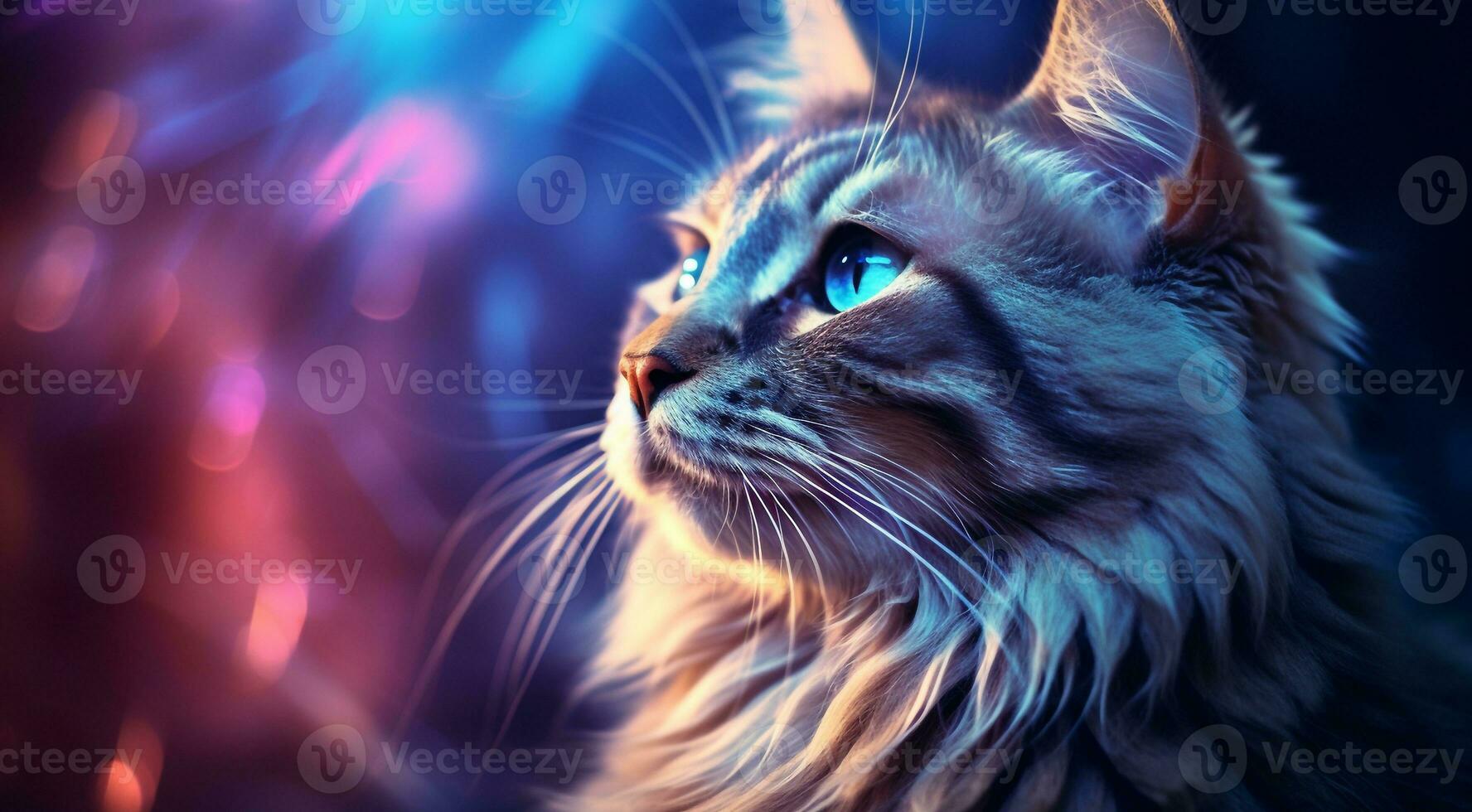 AI generated cat on the abstract background, cat face, close-up of cat face, cat portrait on background, looking cat photo