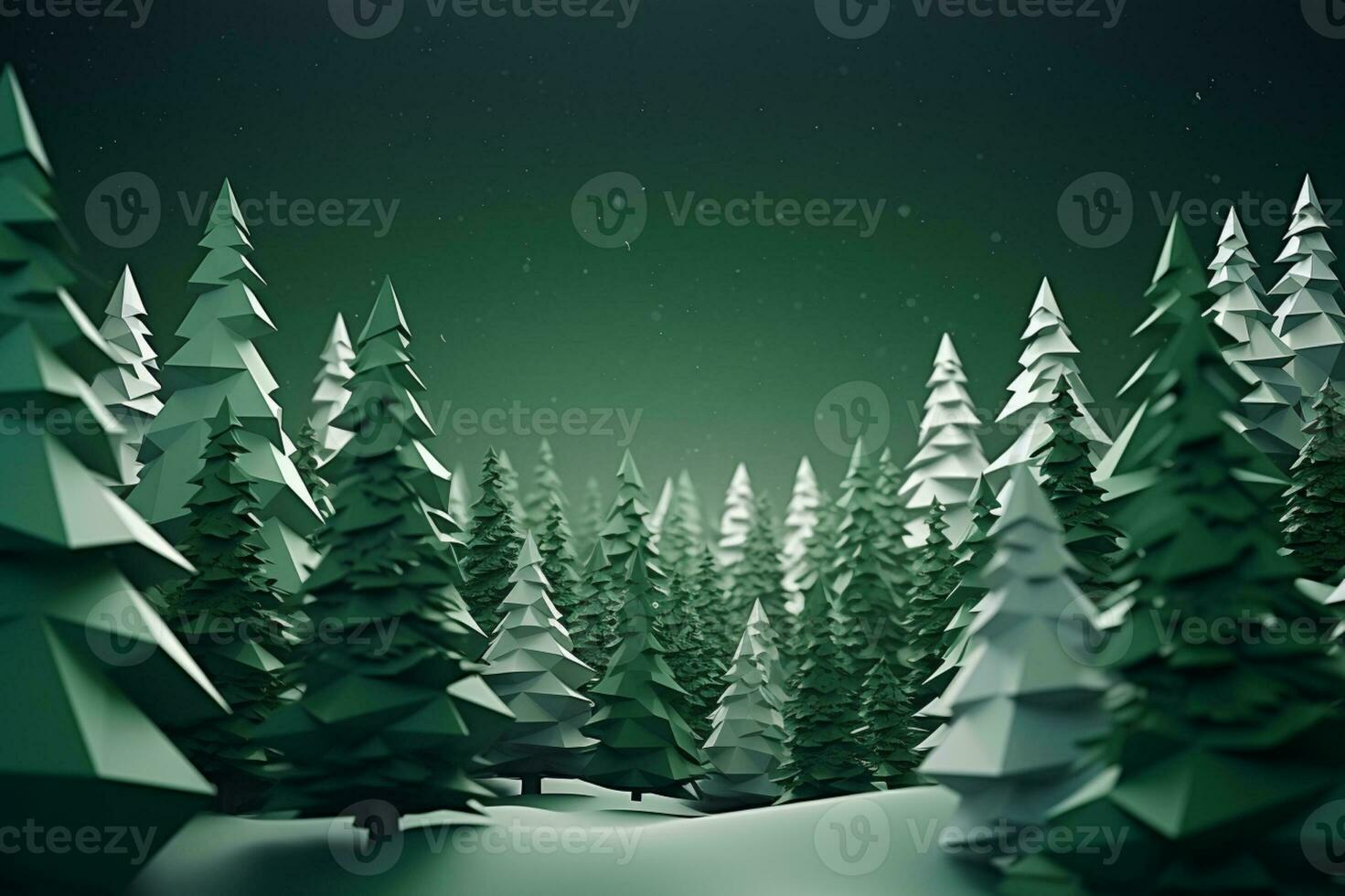 AI generated 3d geometric forest landscape photo