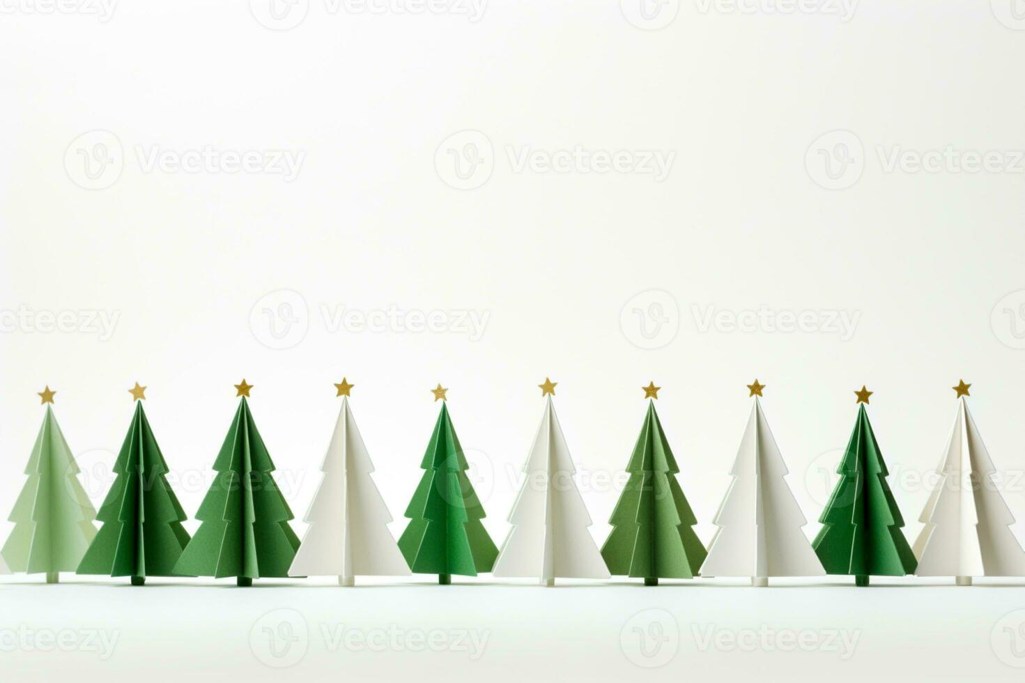 AI generated Christmas tree in paper style on white background photo