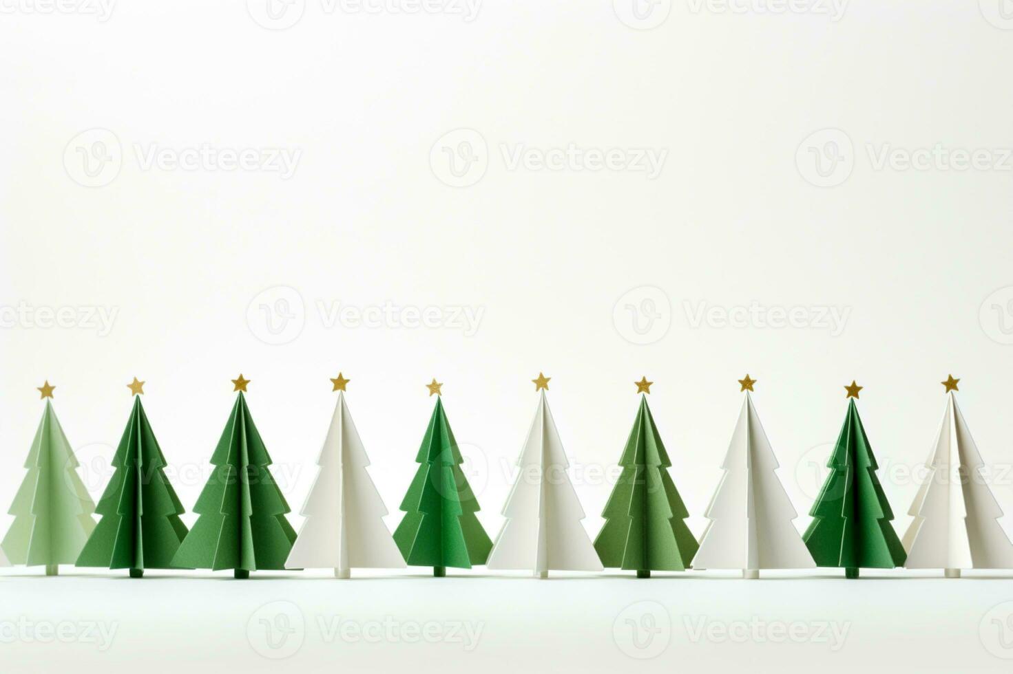 ai generado Navidad árbol en papel estilo en blanco antecedentes foto