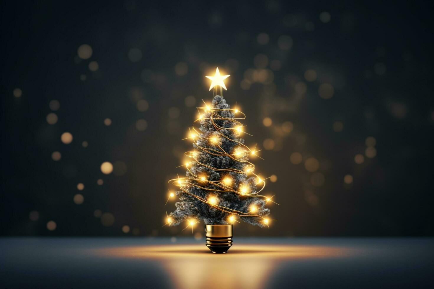 AI generated Christmas tree made of bulb and light technology concept photo