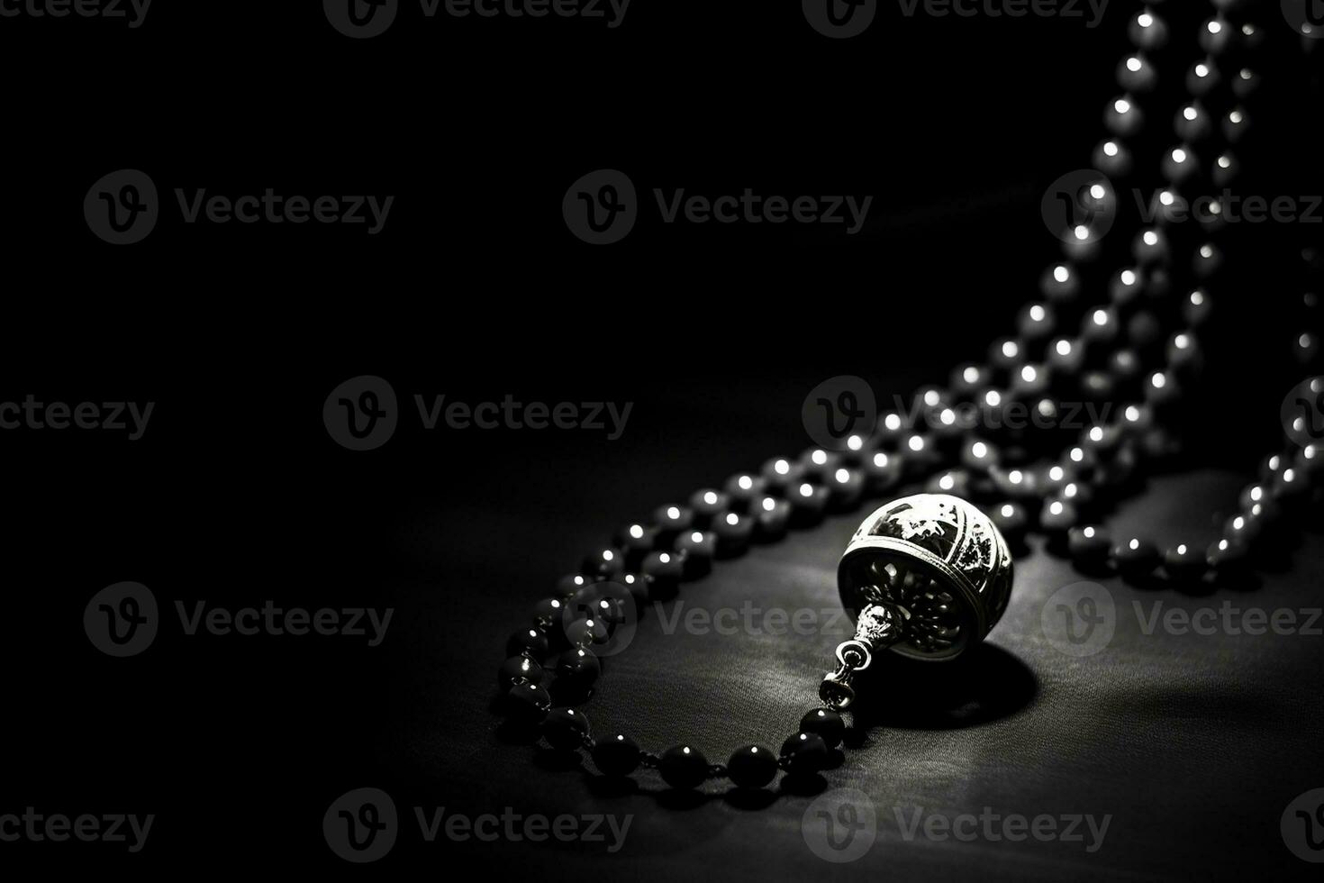 AI generated Black and white Arabic lantern glowing for Muslim holy month Ramadan Kareem photo