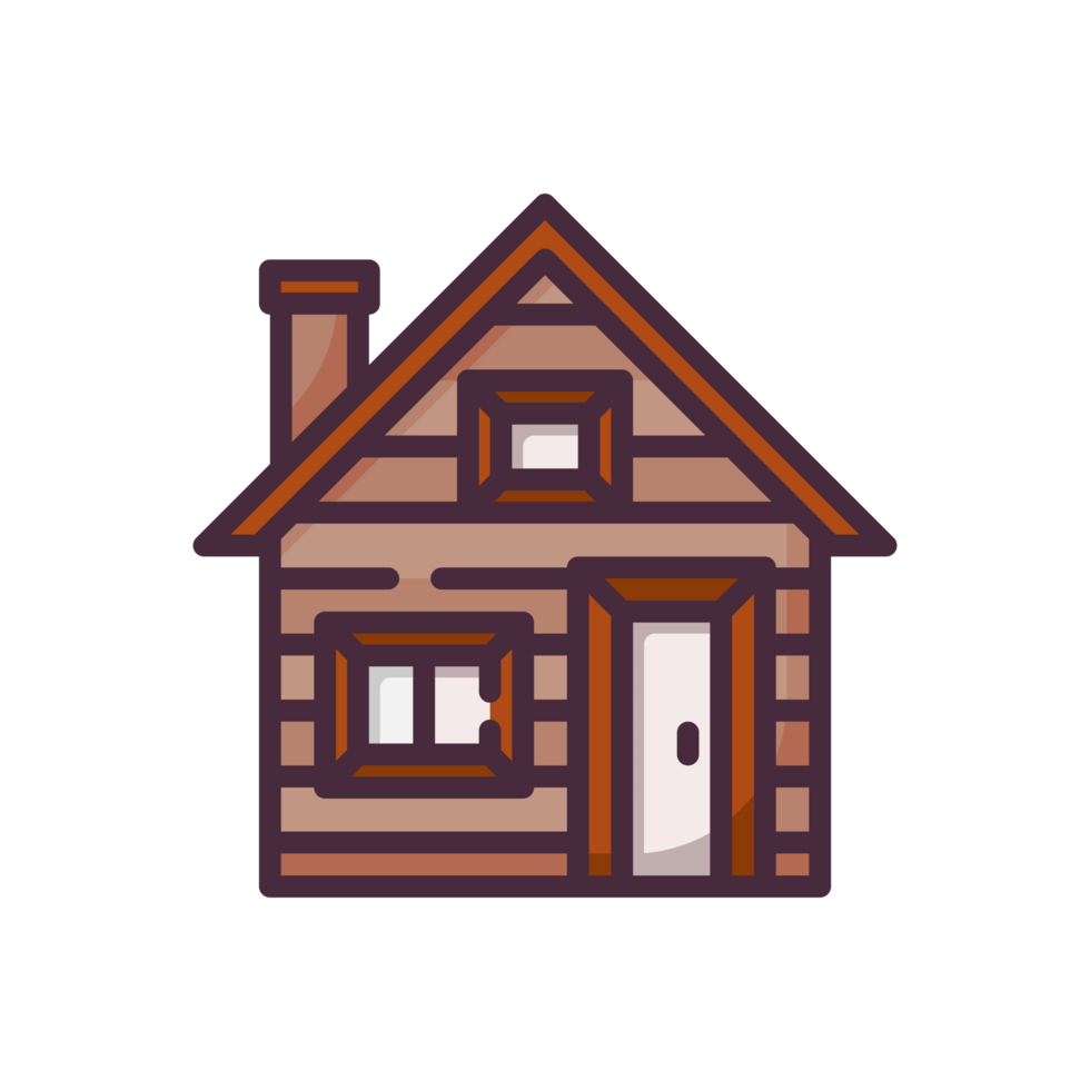 AI generated cabin house color icon png