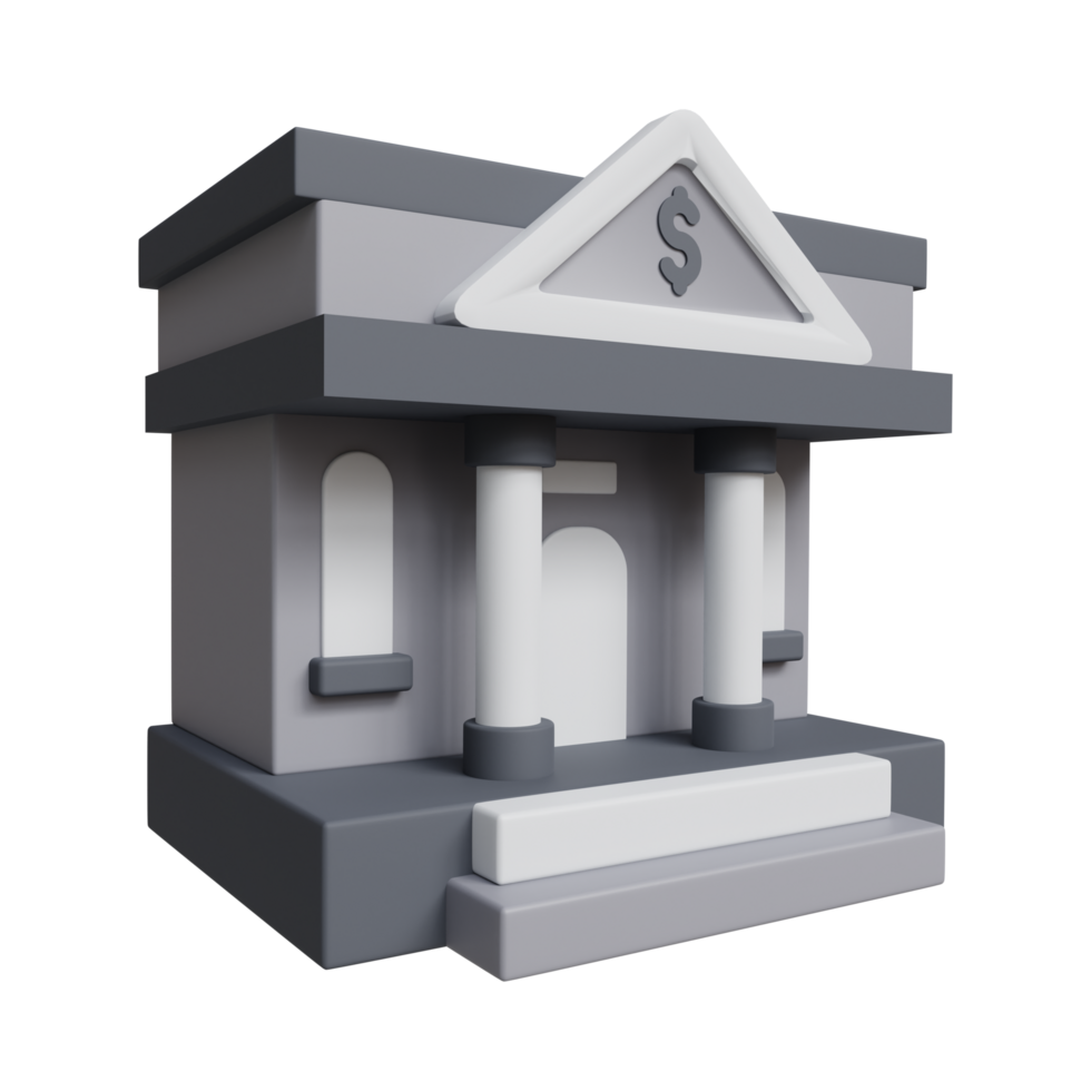 AI generated Bank building with gold coins money stack png