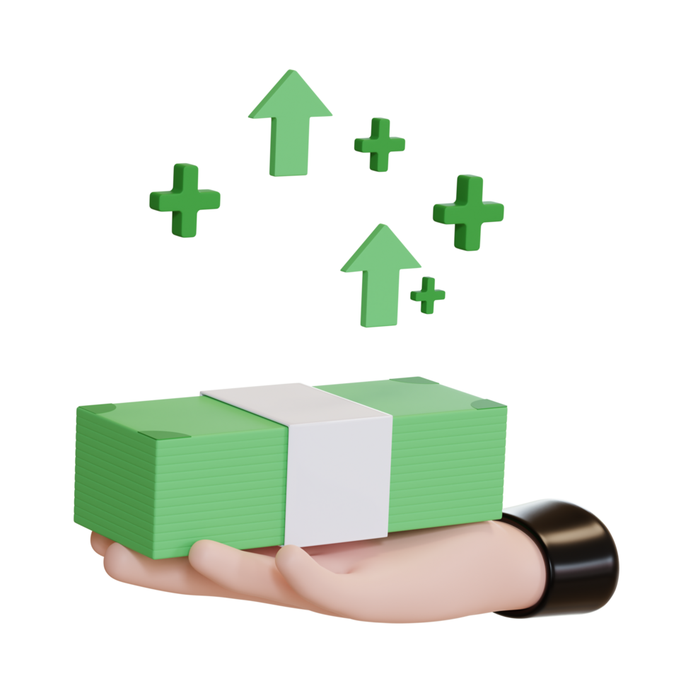 AI generated Businessman hand with money bundle png