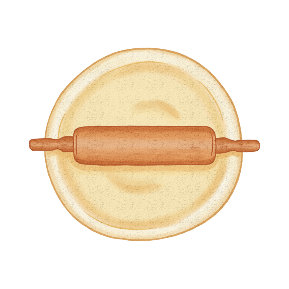 AI generated Wooden Rolling pin and dough png