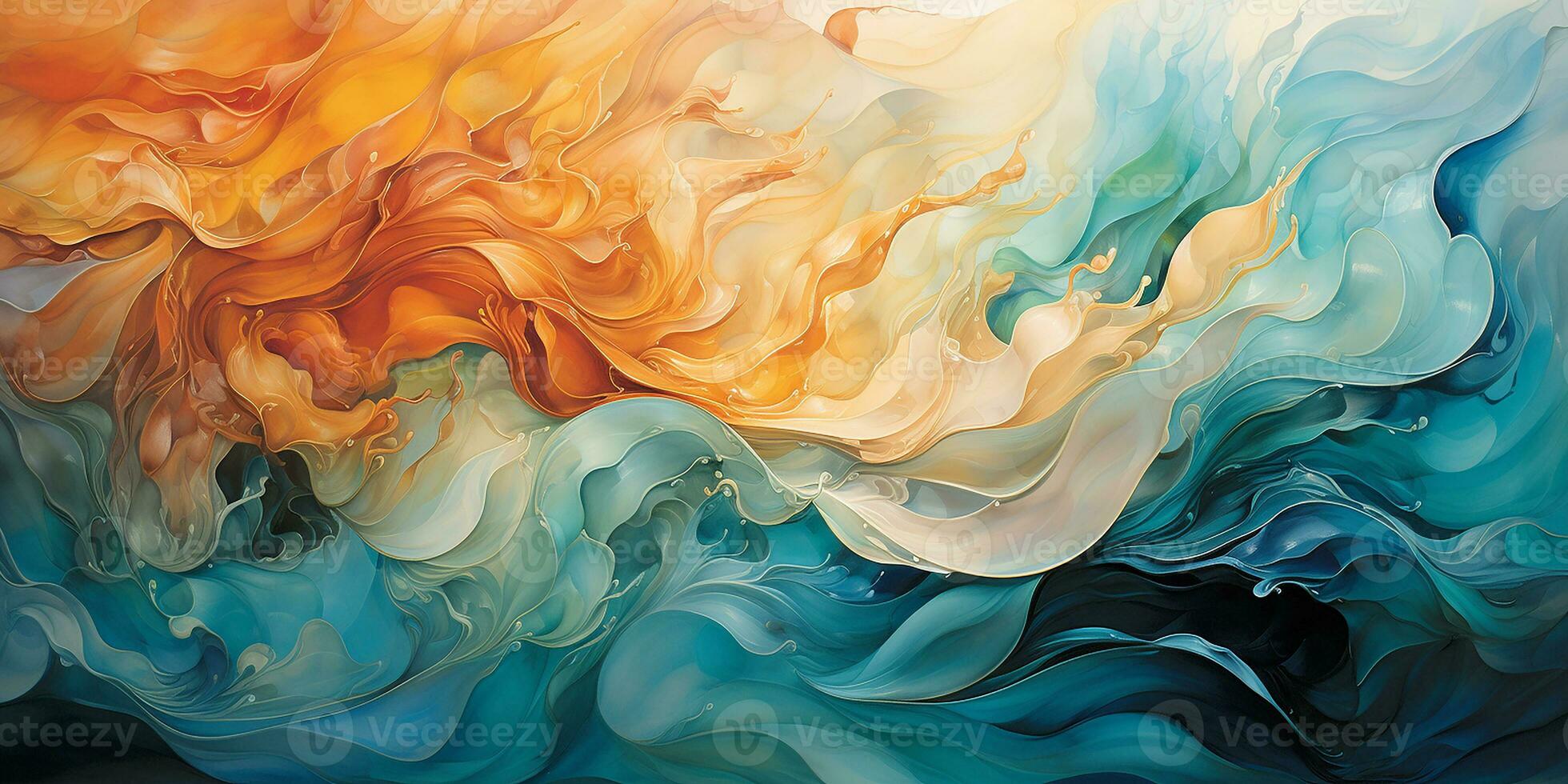 AI generated Abstract fluid art background. Wavy and flowing ink with swirl texture. Multicolored liquid watercolor painting technique. Generative AI photo