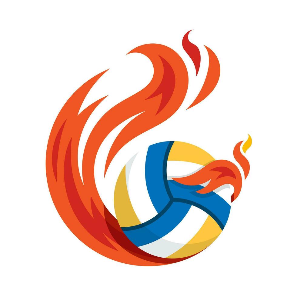 vóleibol volador fuego pelota icono diseño vector, emblema, diseño concepto, creativo símbolo. vector