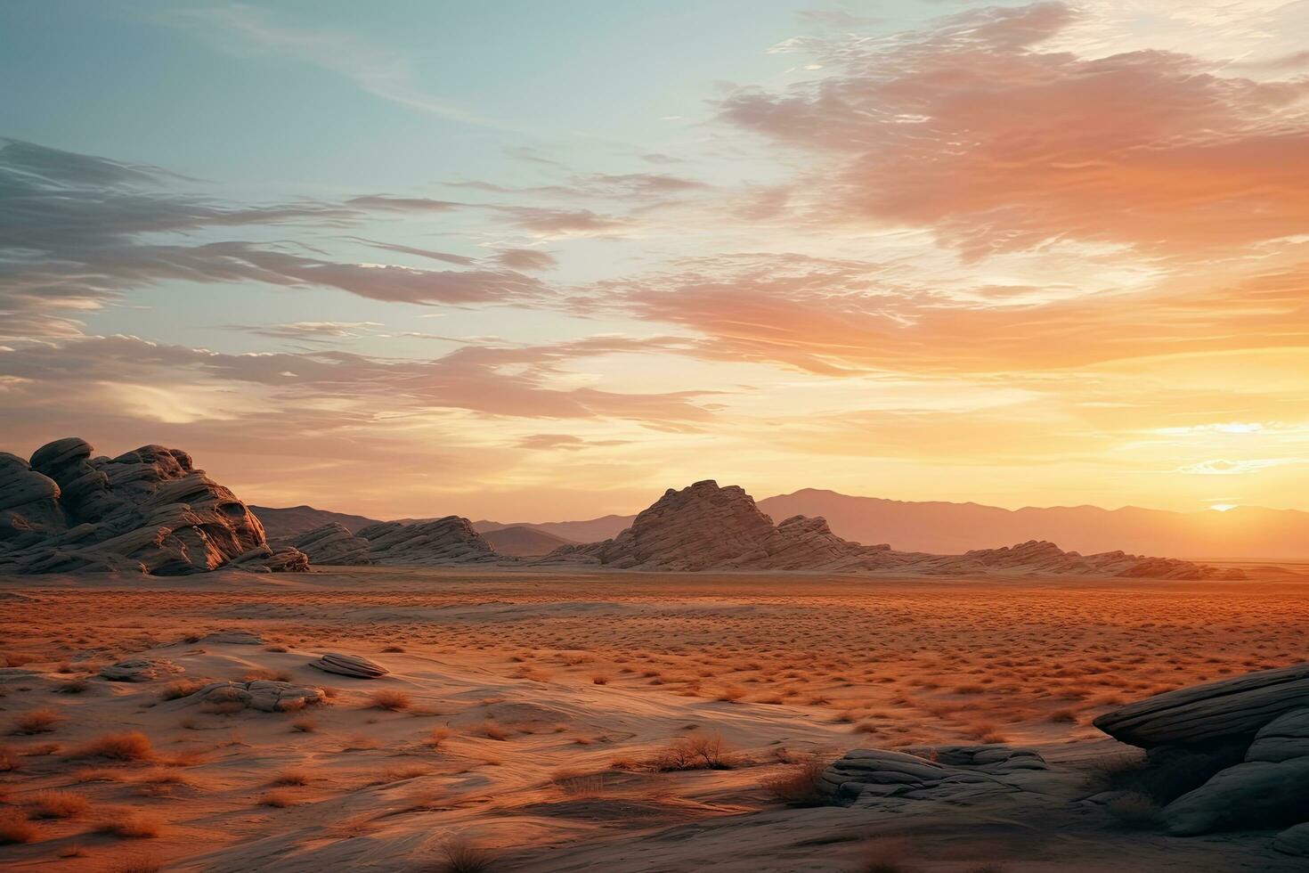 AI generated Alien Planet - 3D Rendered Computer Artwork. Rocks and sea, AI Generated photo