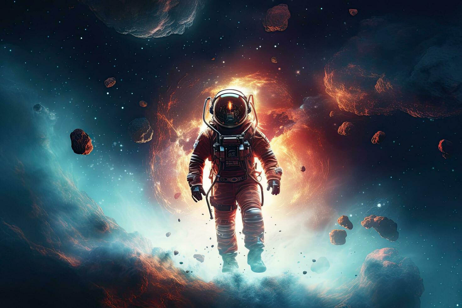 AI generated Astronaut in space. Mixed media. Mixed media. Mixed media, AI Generated photo