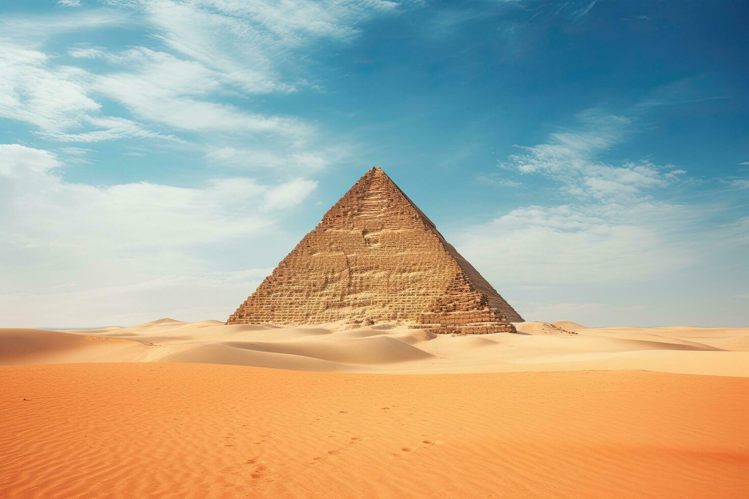 AI generated Egyptian pyramids in the desert of Merzouga, AI Generated photo