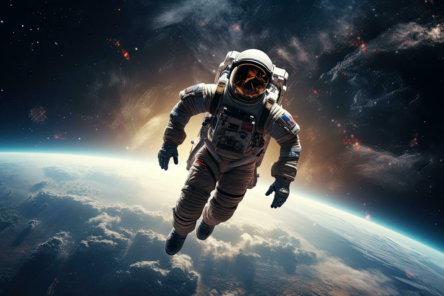 ai generado astronauta en exterior espacio. Ciencias ficción Arte. mezclado medios de comunicación, ai generado foto