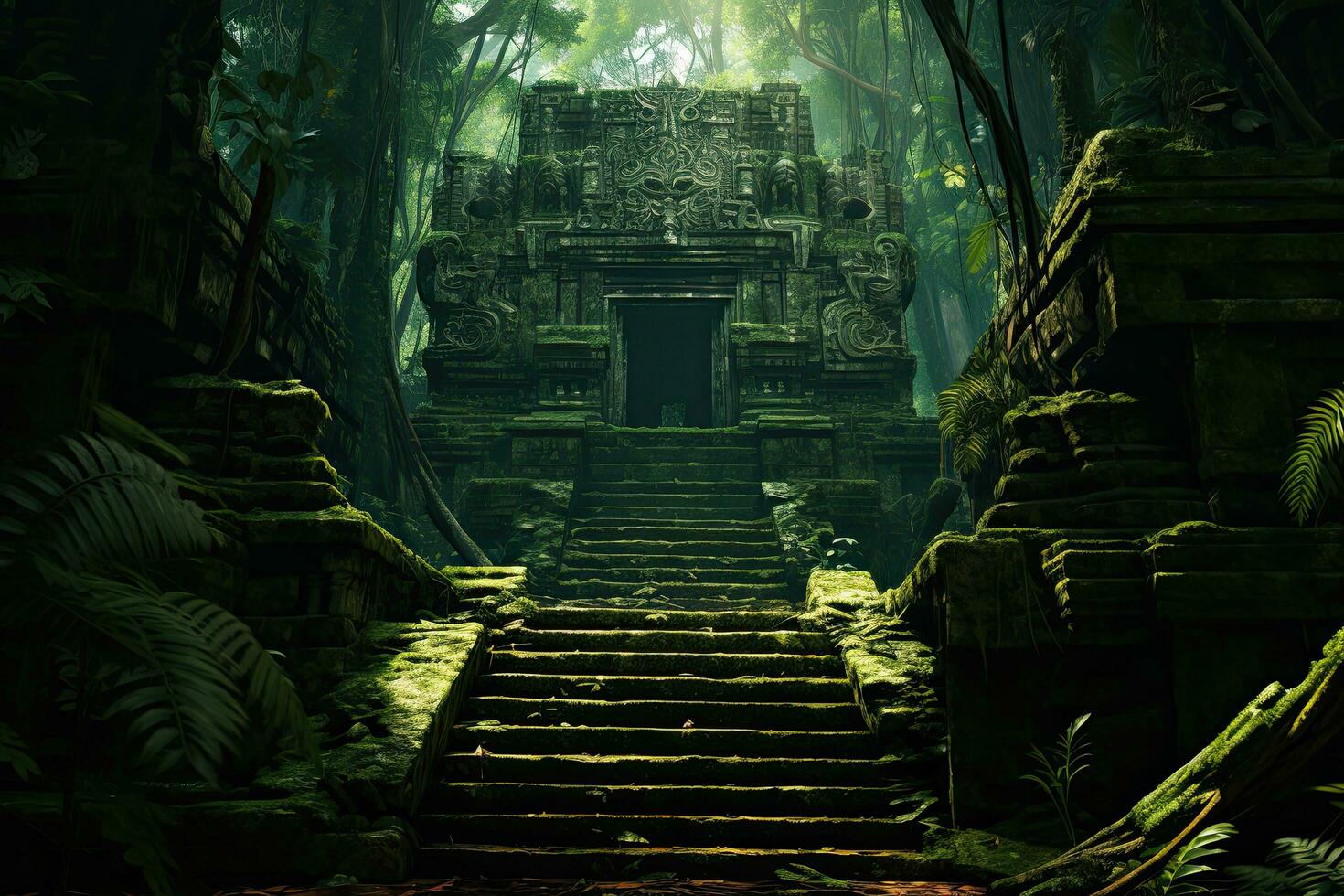 AI generated Mysterious ruins of Beng Mealea temple in Cambodia, AI Generated photo