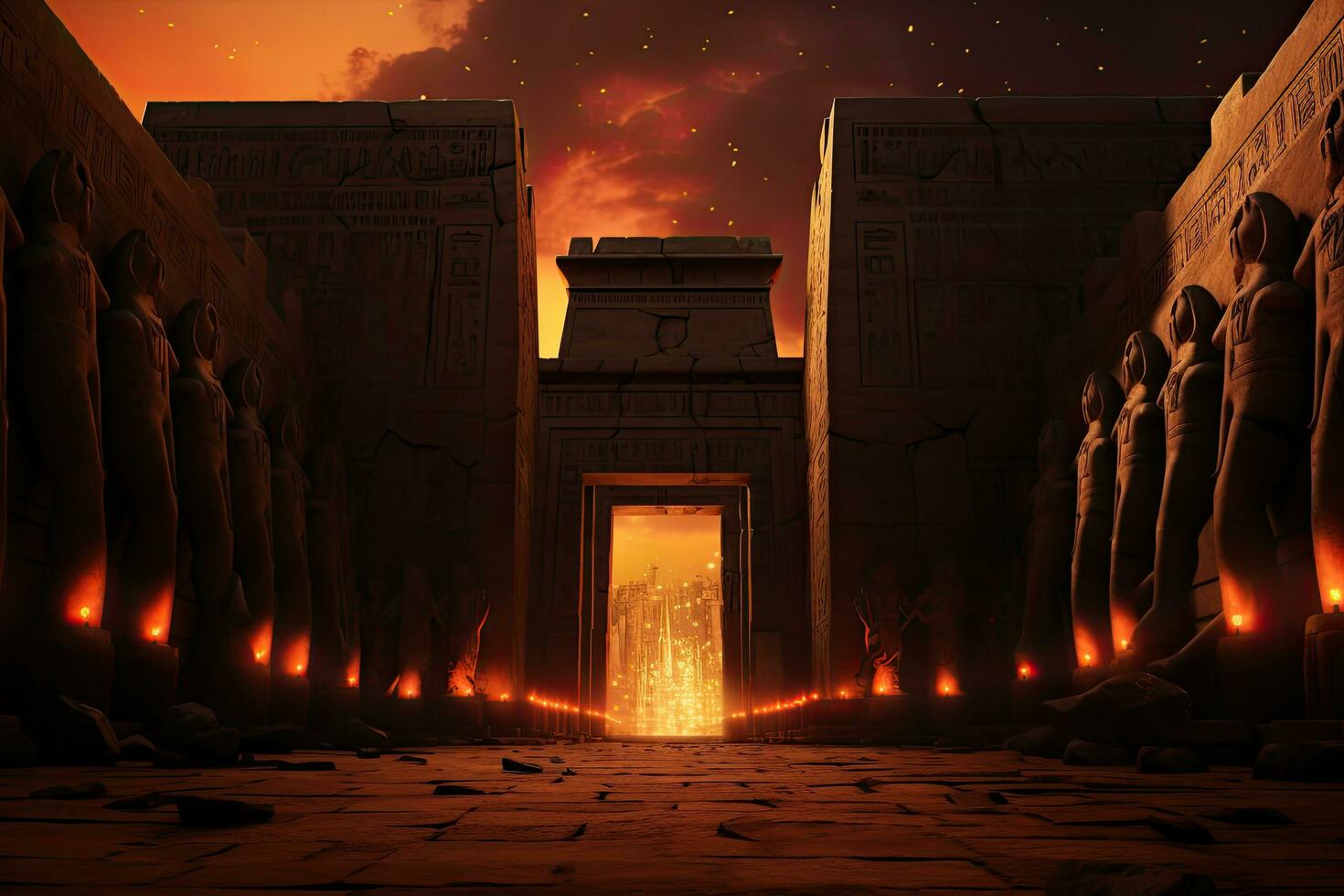 AI generated Ruins of Karnak temple at sunset, Luxor, Egypt, AI Generated photo