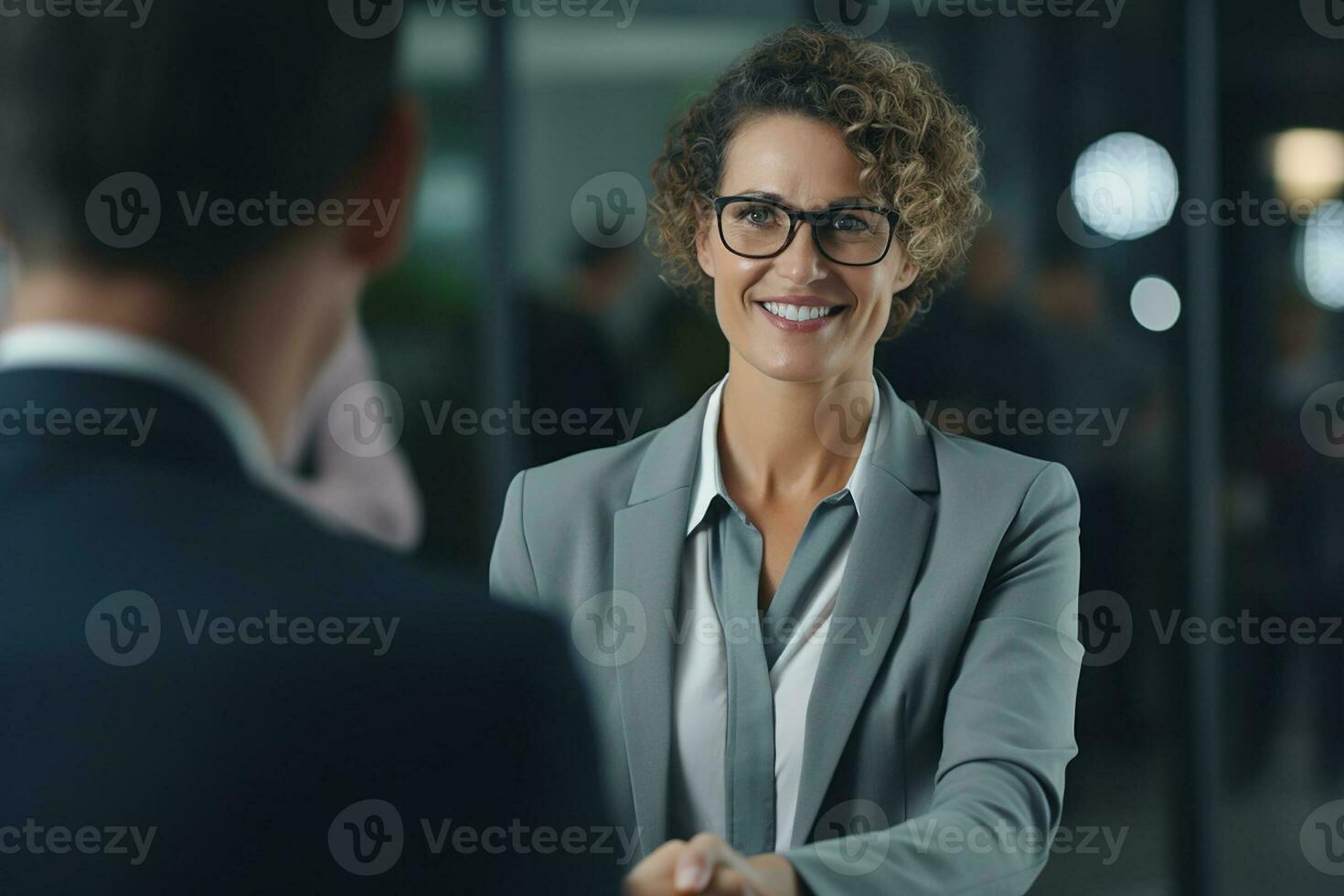 AI generated Businessmen making handshake with partner, greeting, dealing, merger and acquisition, business joint venture concept, for business photo