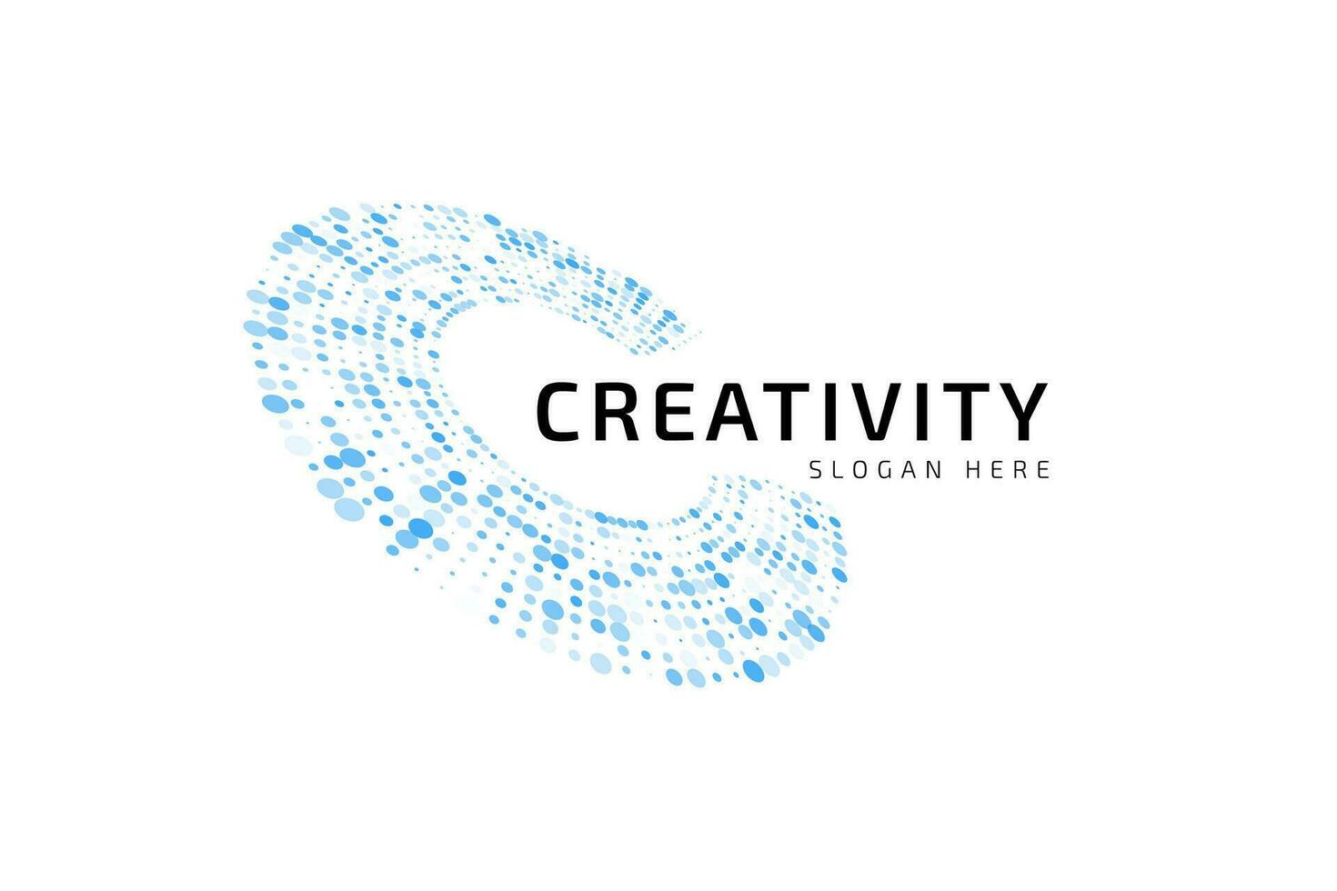 Creative high-tech logo isolated on letter C. Halftone circular dotted logo design vector