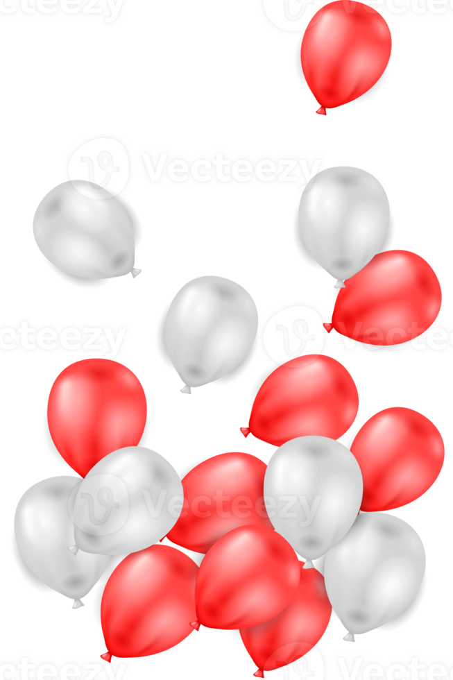 vieringen achtergrond met rood en wit zilver ballonnen png