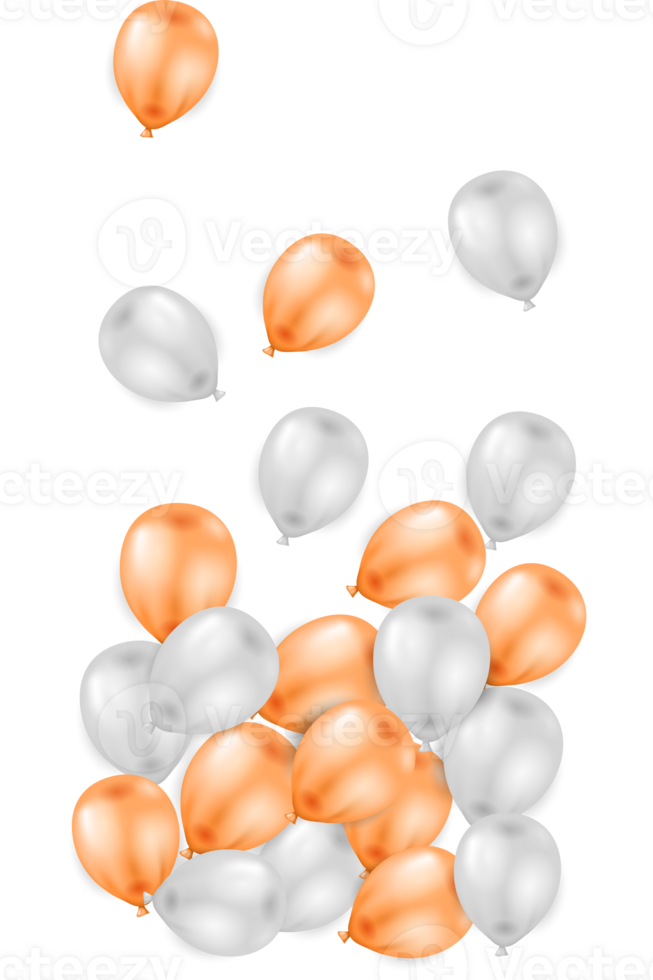 vieringen achtergrond met goud oranje en wit zilver ballonnen png