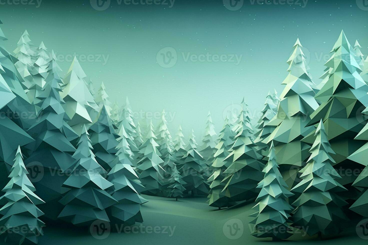 AI generated 3d geometric forest landscape photo