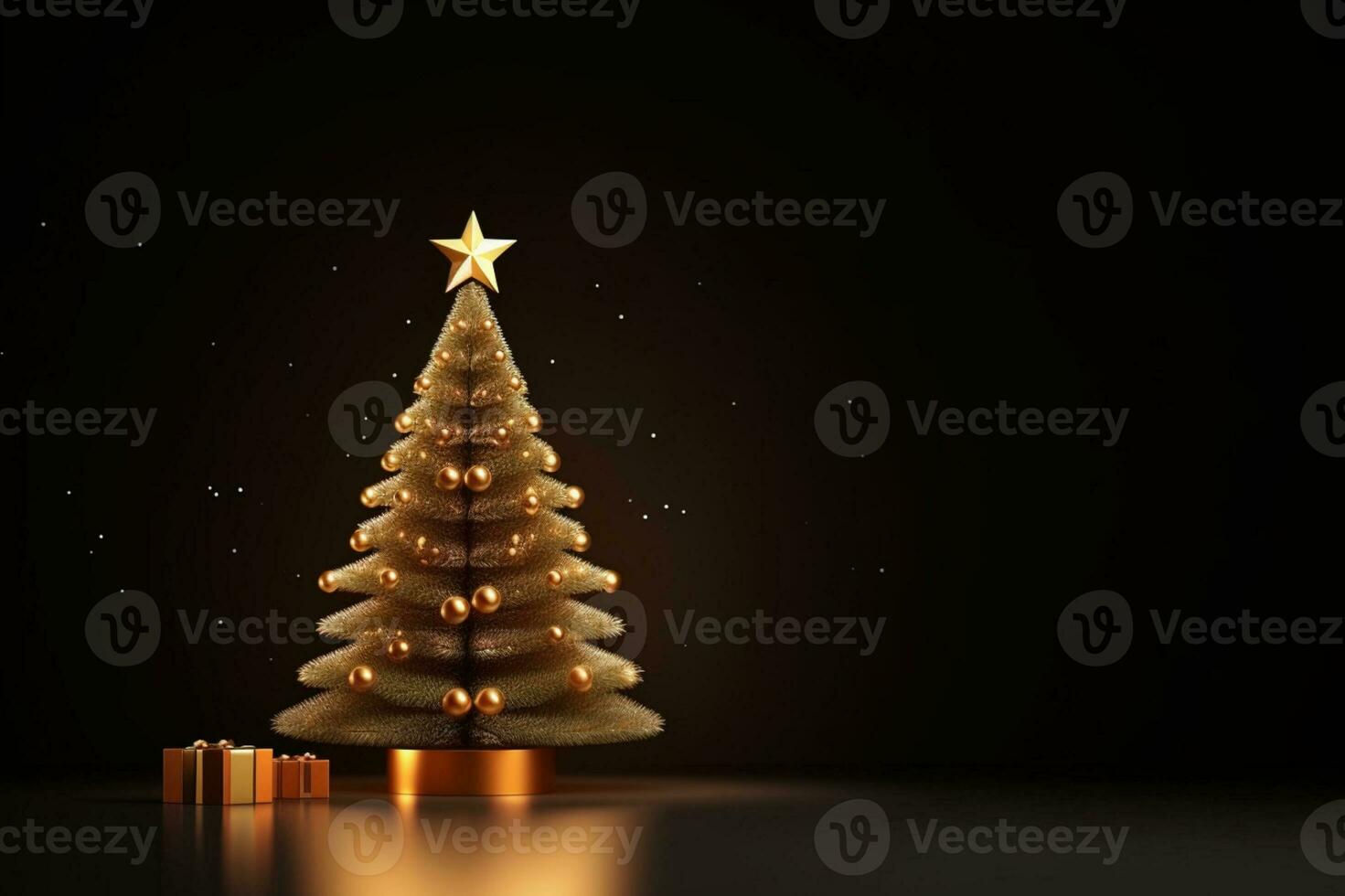 AI generated Small beautifully decorated christmas tree photo