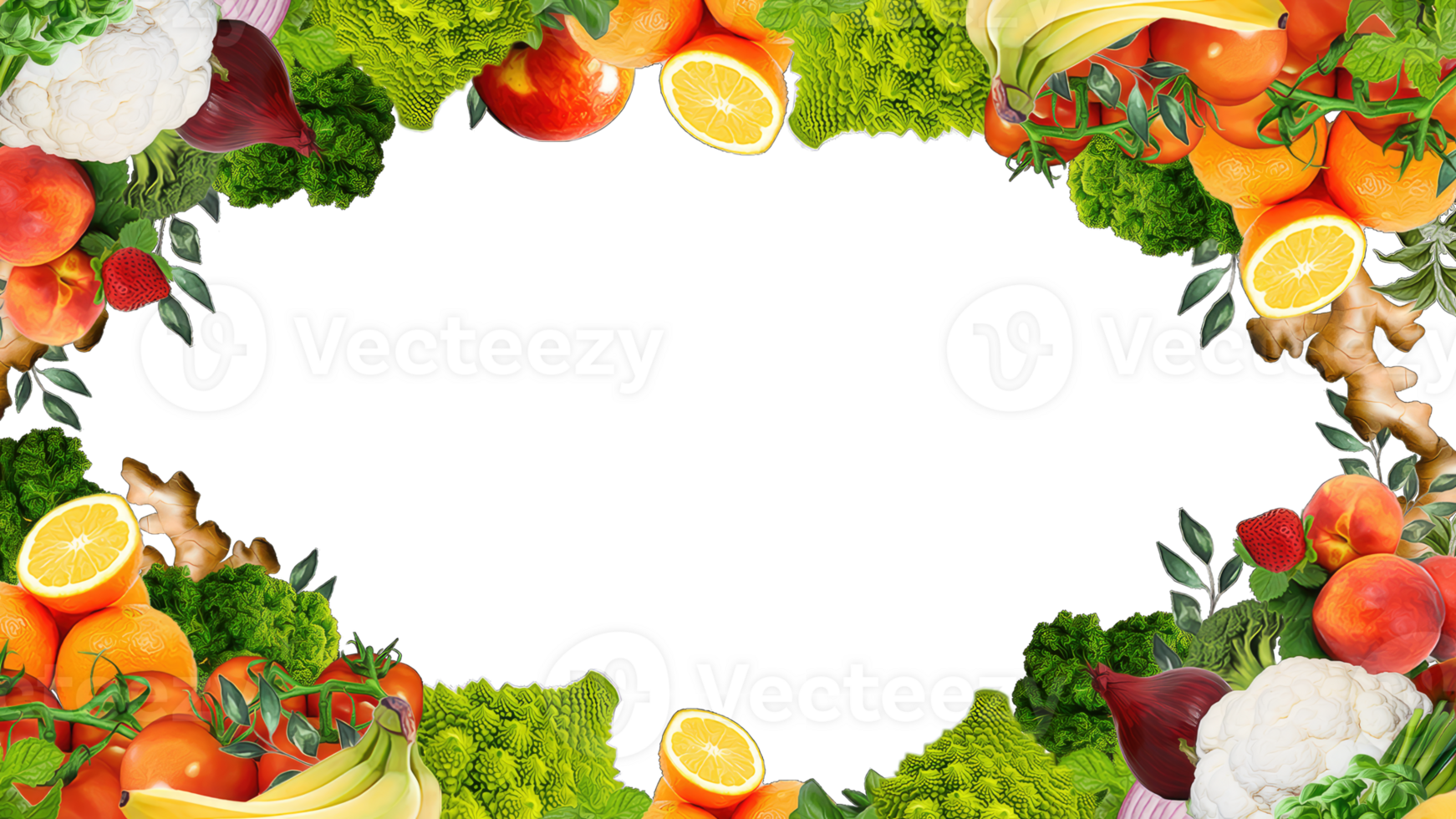 Natural delicious fruits border for summer market isoalted. cartoon vector illustration, transparent background png