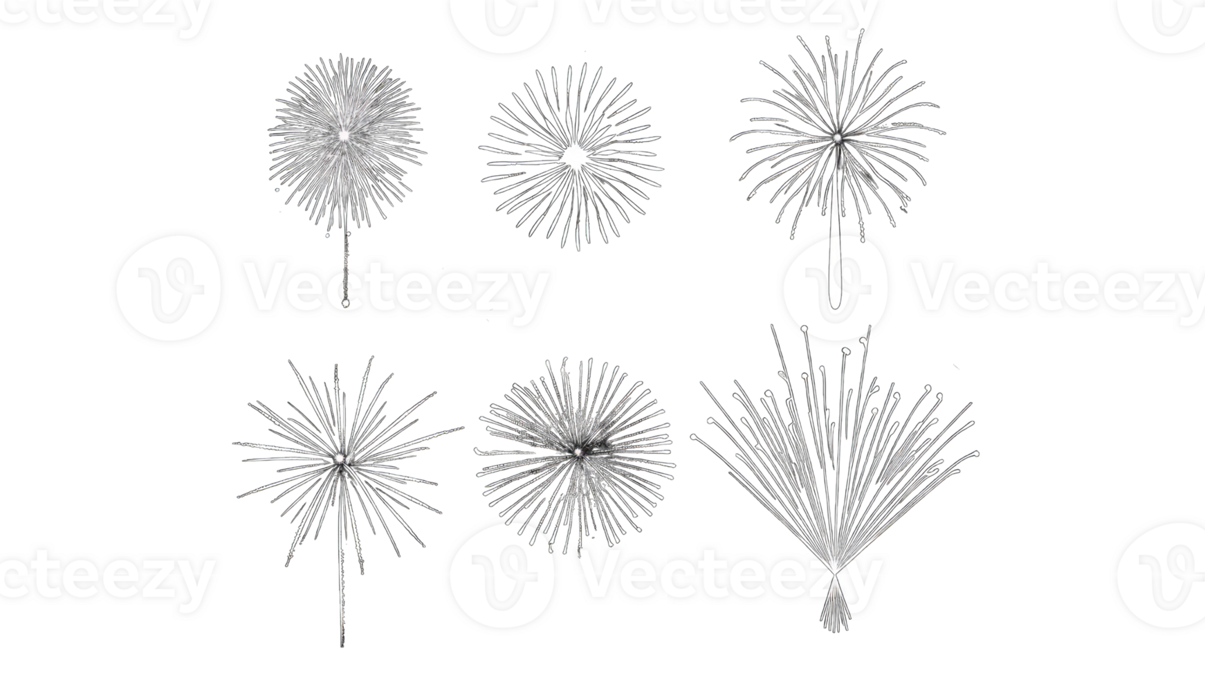 Fireworks. Colorful celebration fireworks isolated on a transparent background. From below, shot of wonderful and vivid fireworks exploding png