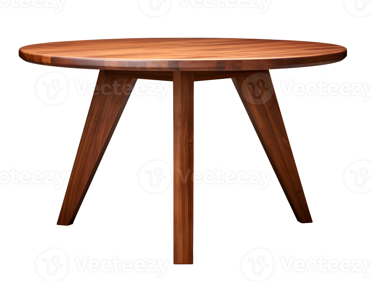 AI generated round wooden table with three legs PNG