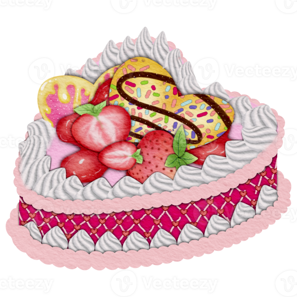 Heart shaped Valentine's Day cake png