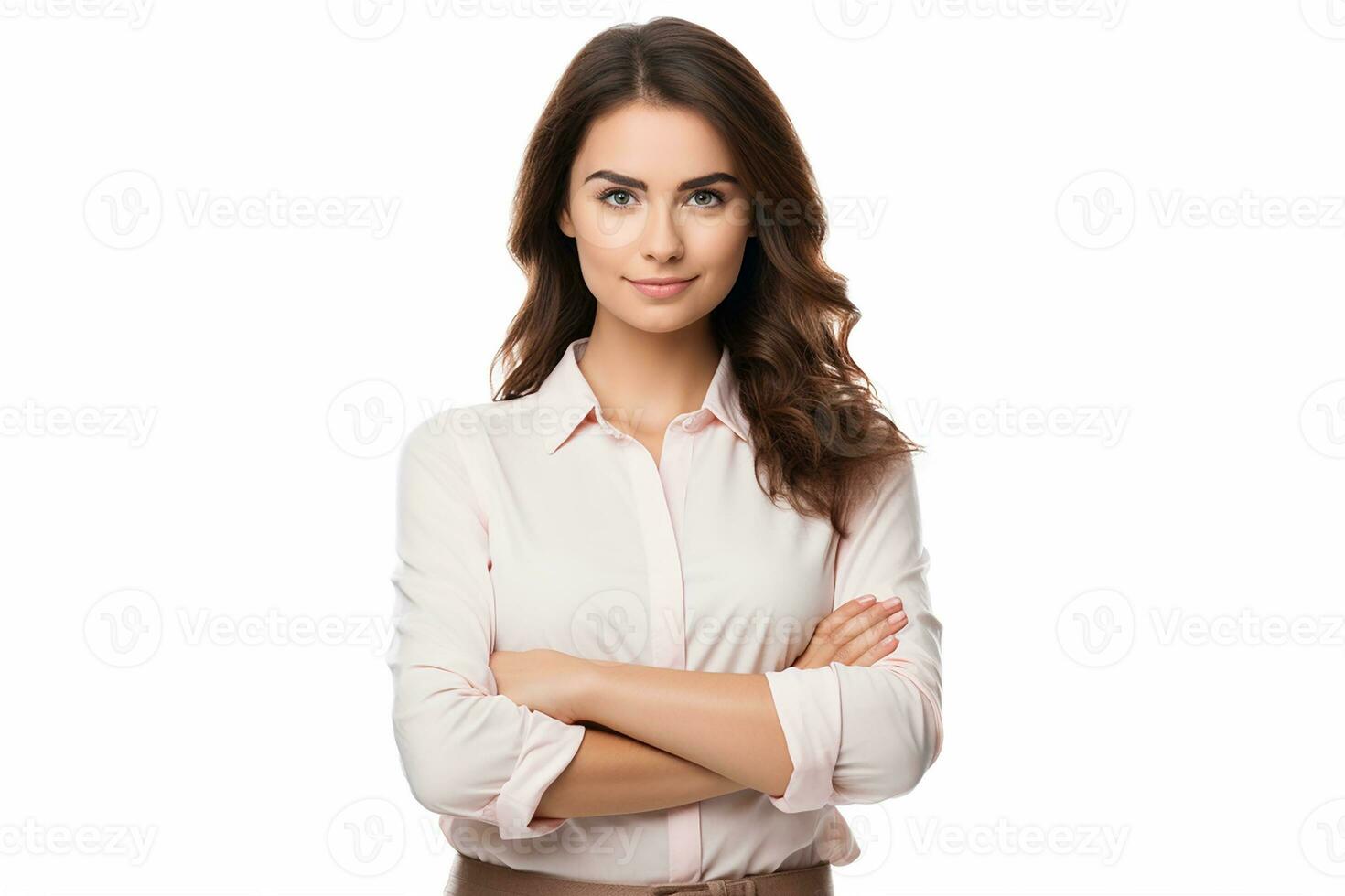AI generated Portrait of a beautiful young woman smiling on isolated background generative AI photo