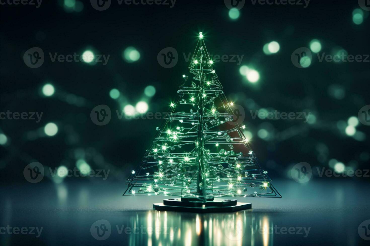 AI generated Christmas tree made with circuit board technology concept photo