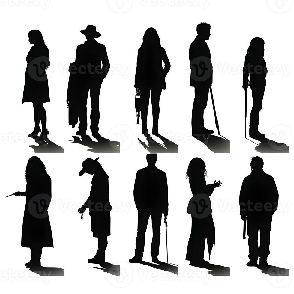 AI generated people silhouette isolated human person male female business black generative Ai. photo