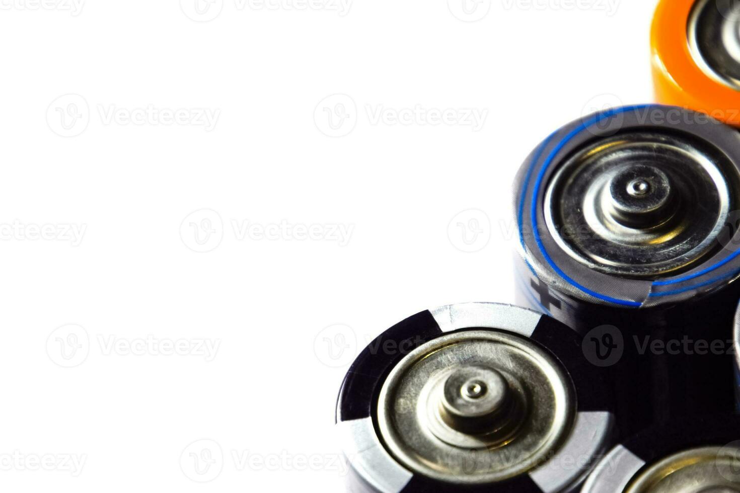 Salt and alkaline batteries, source of energy for portable technology. AAA and AA batteries photo