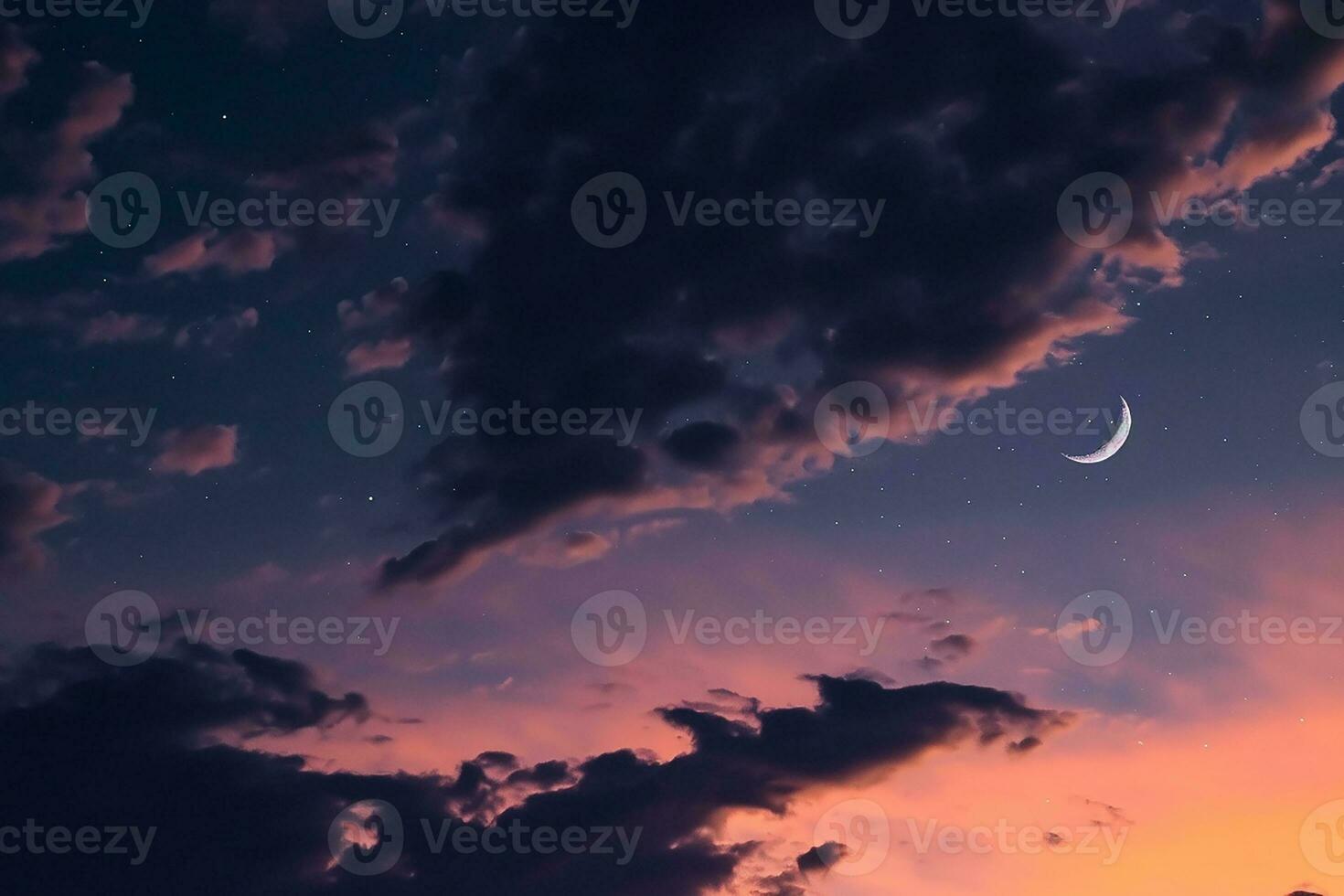 AI generated a night sky with clouds and a crescent photo