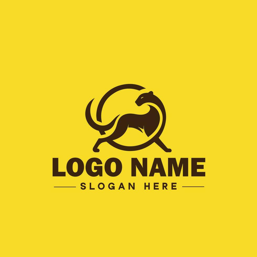 Cheetah animal logo and icon clean flat modern minimalist business and luxury brand logo design editable vector
