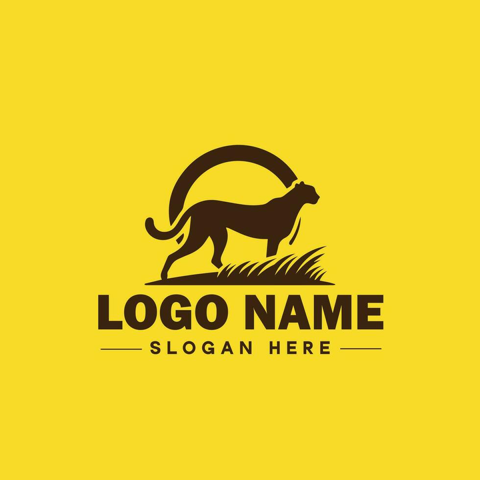 Cheetah animal logo and icon clean flat modern minimalist business and luxury brand logo design editable vector
