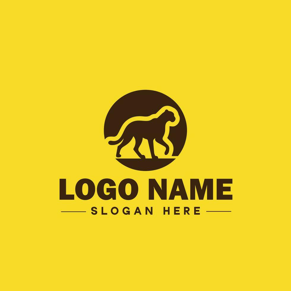 Cheetah animal logo and icon clean flat modern minimalist business and luxury brand logo design editable vector